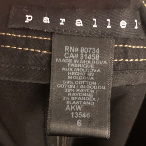 Parallel Jet Black w White Piping Mini Skirt, 1-front pocket, size 6 - Picture 2 of 12